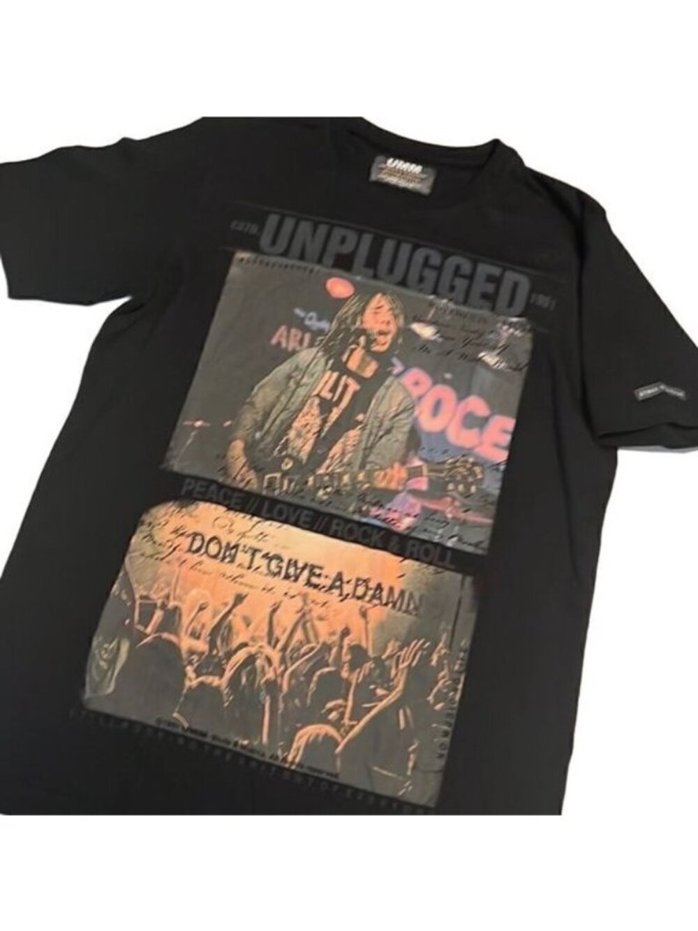 UMM Black Unplugged Short Sleeve Cotton Tee Shirt Unisex Size M